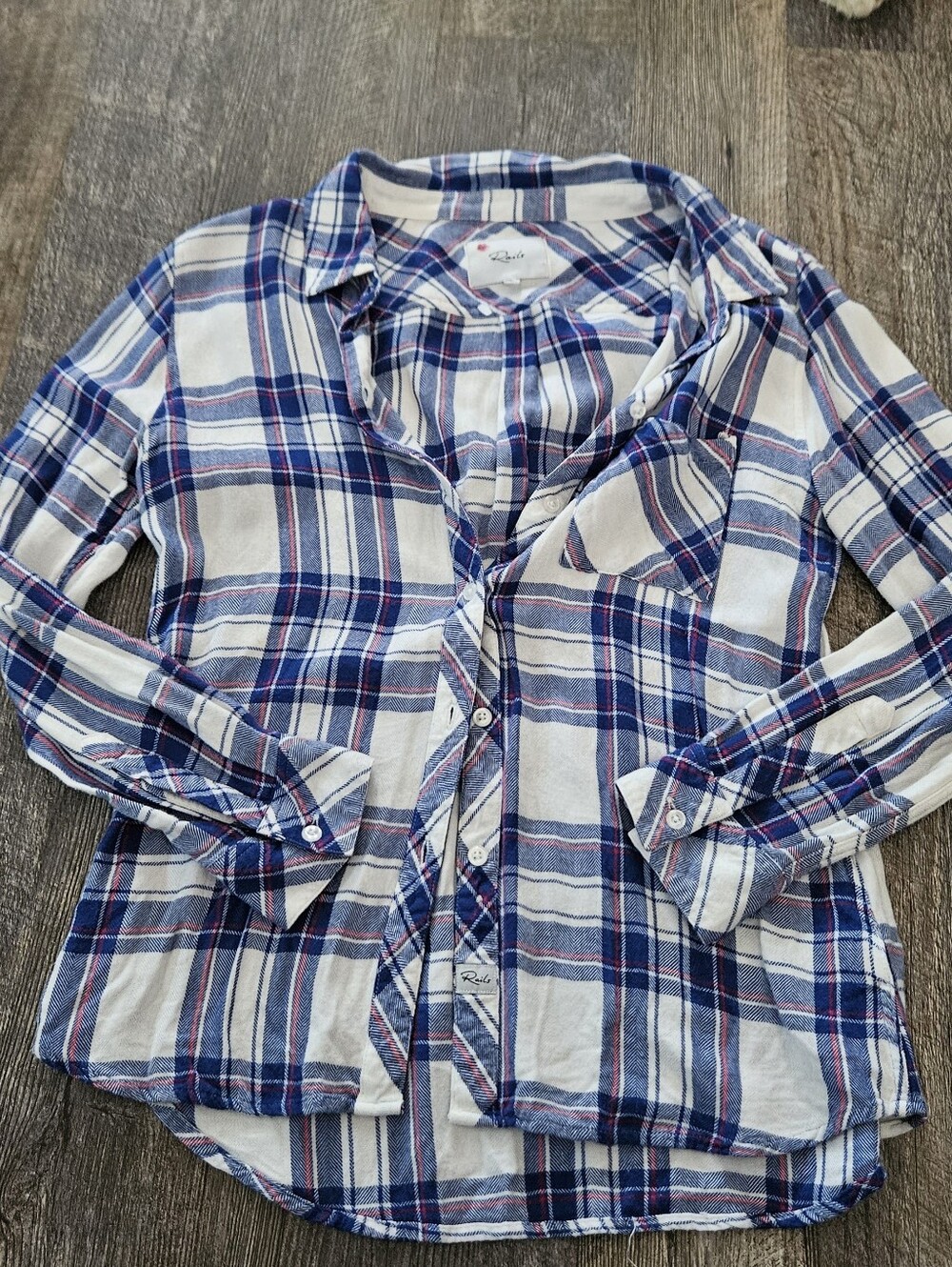 Rails Hunter Blue, White & Navy Plaid Button-Down Shirt